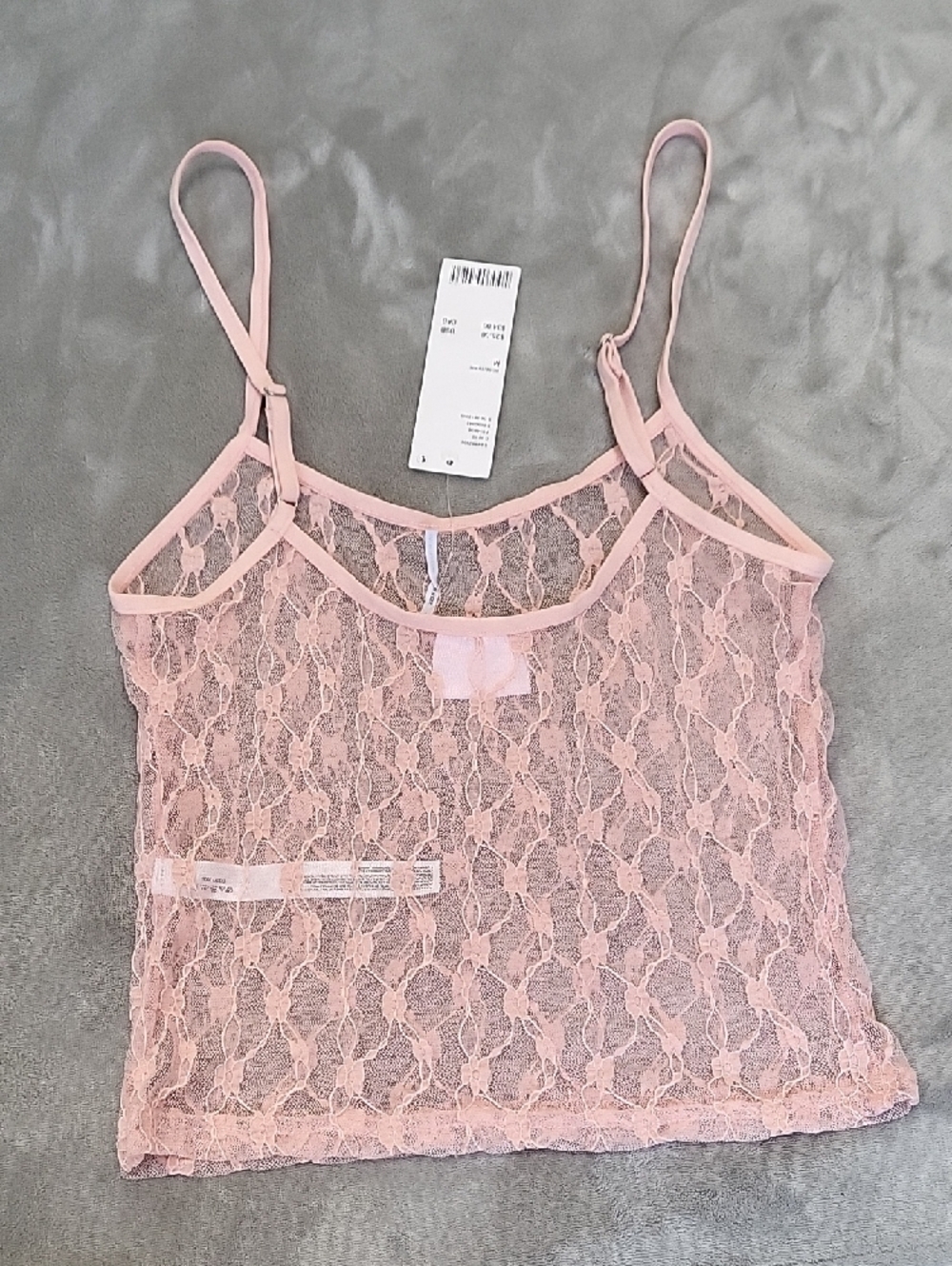 Sheer Pink Lace Cami Tank Top - Picture 4 of 4